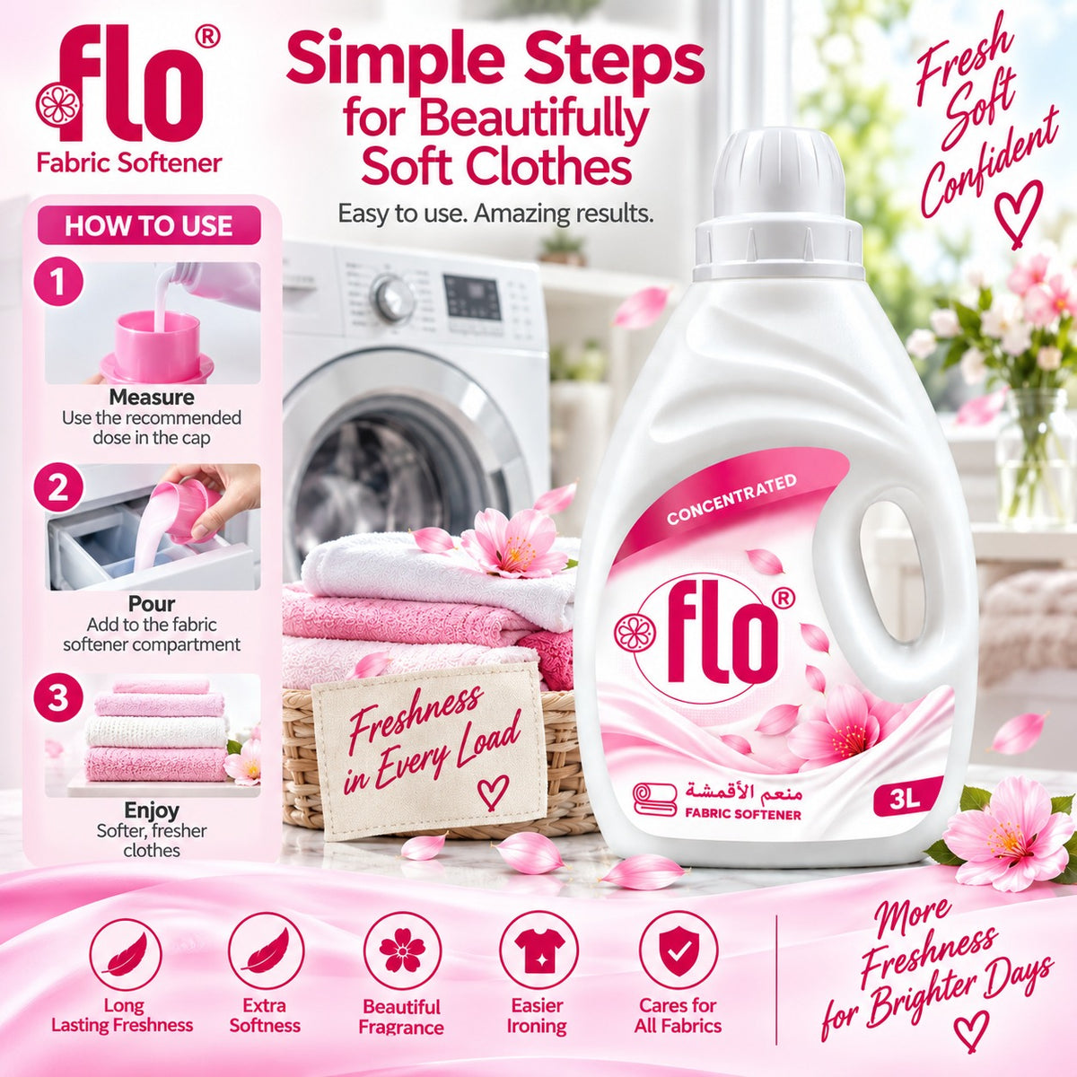 FLO Concentrated Fabric Softener White 3L