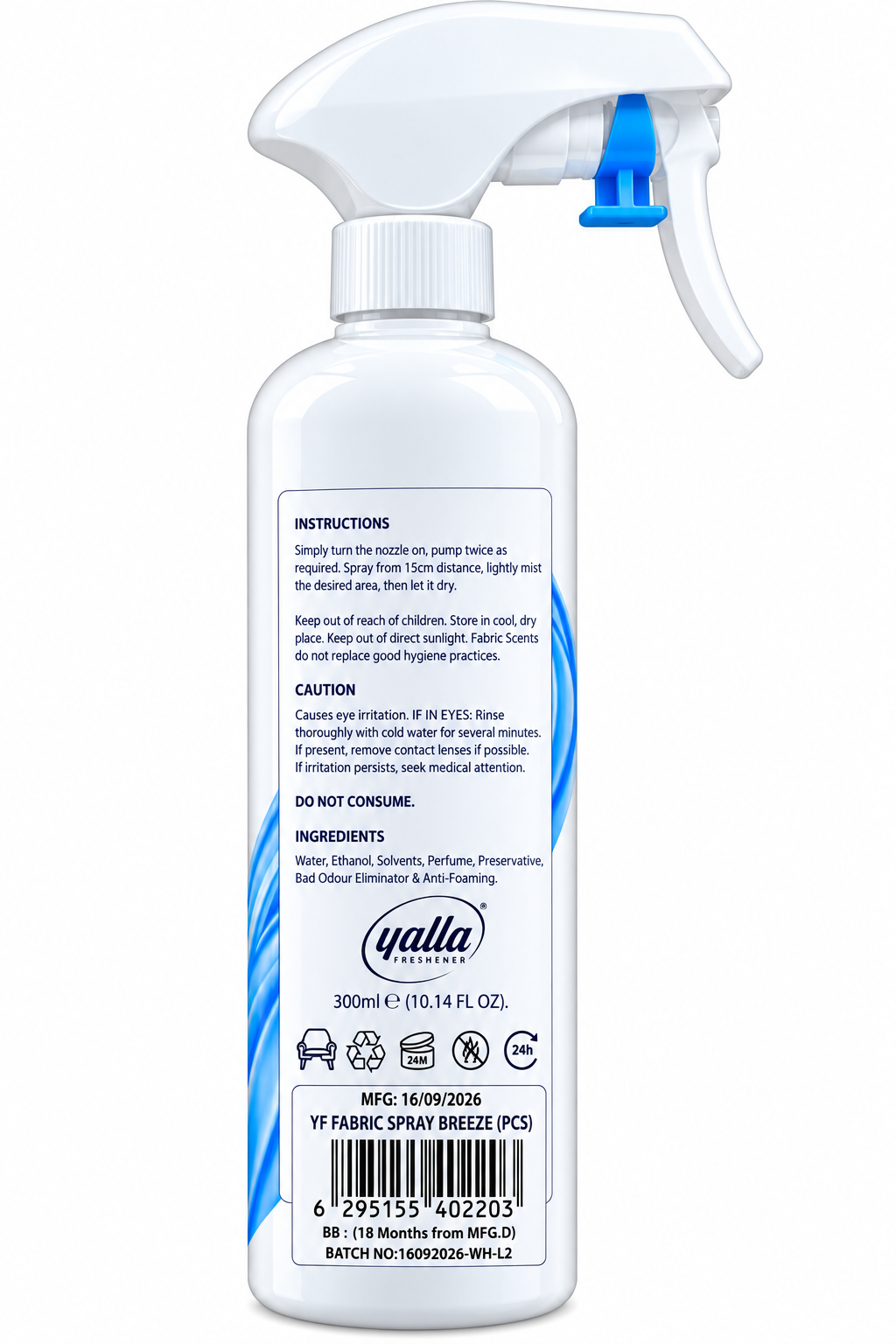 Yalla Freshener fabric Spray 300ml Breeze