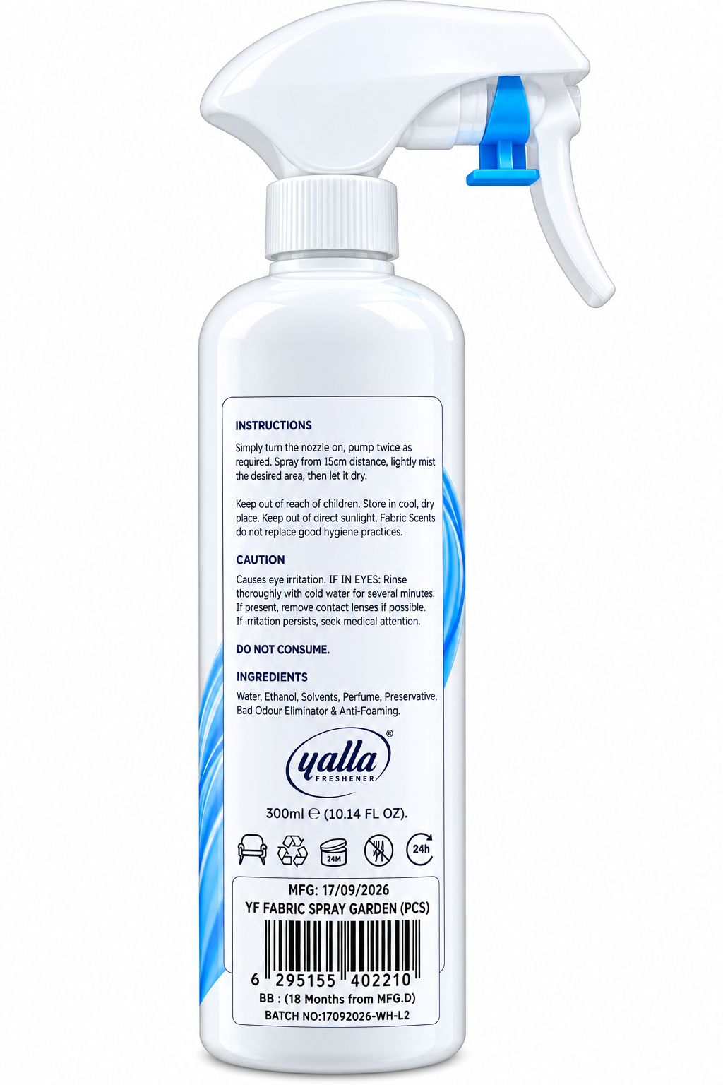 Yalla Freshener fabric Spray 300ml garden