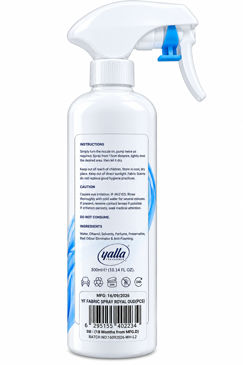 Yalla Freshener fabric Spray 300ml Royal Oud
