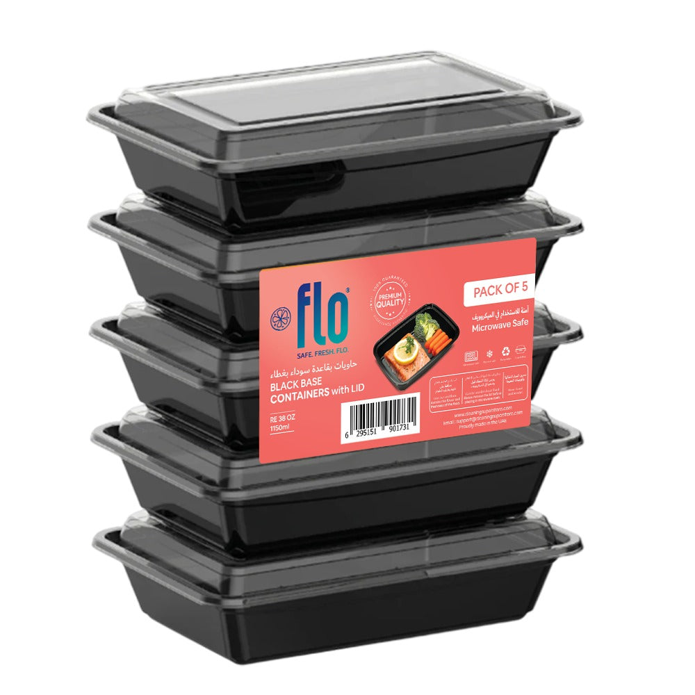 Micro. Cont. Rec. Black 38oz | Pack of 5 |