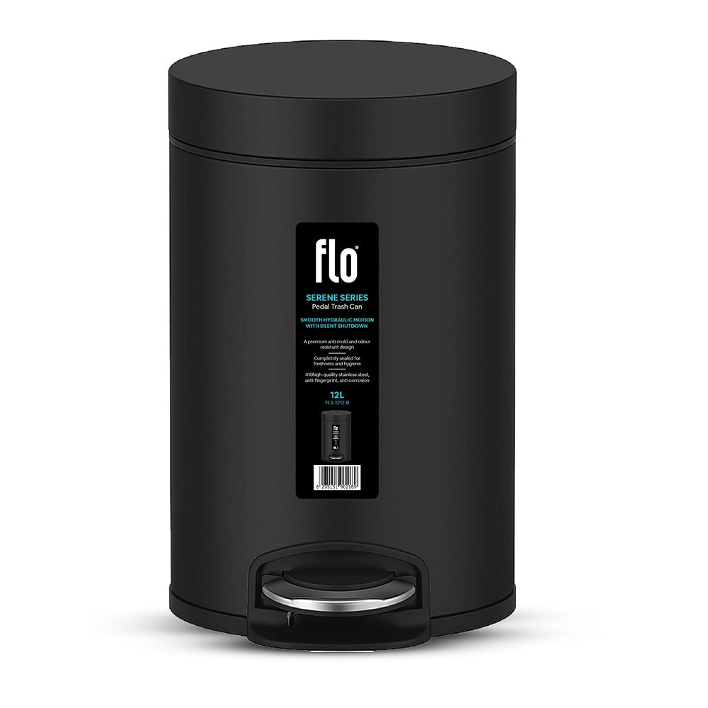 FLO DUSTBIN - SERENE  BLACK 12L