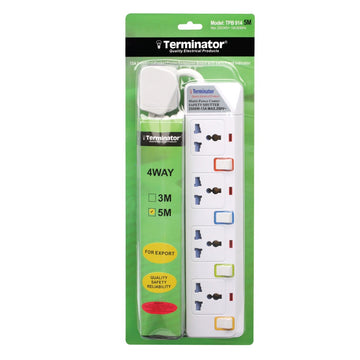 Terminator 4 Way Universal Power Extension Socket with  Switches & Indicator 5M 13A