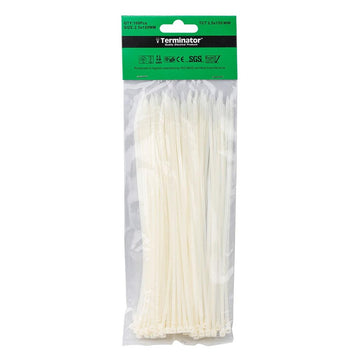 ربطات كابلات Terminator بيضاء، 100 قطعة