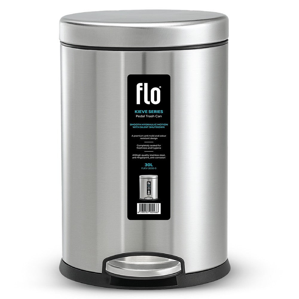 FLO S.S DUSTBIN - KIEVE  MATT STEEL 30L