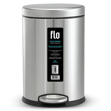 FLO S.S DUSTBIN - KIEVE  MATT STEEL 30L