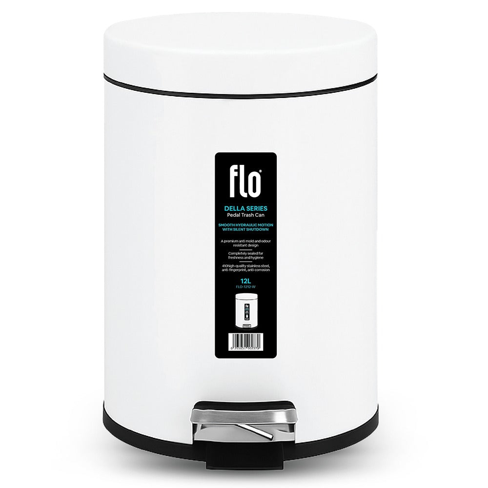 FLO S.S DUSTBIN - DELLA WHITE  12L
