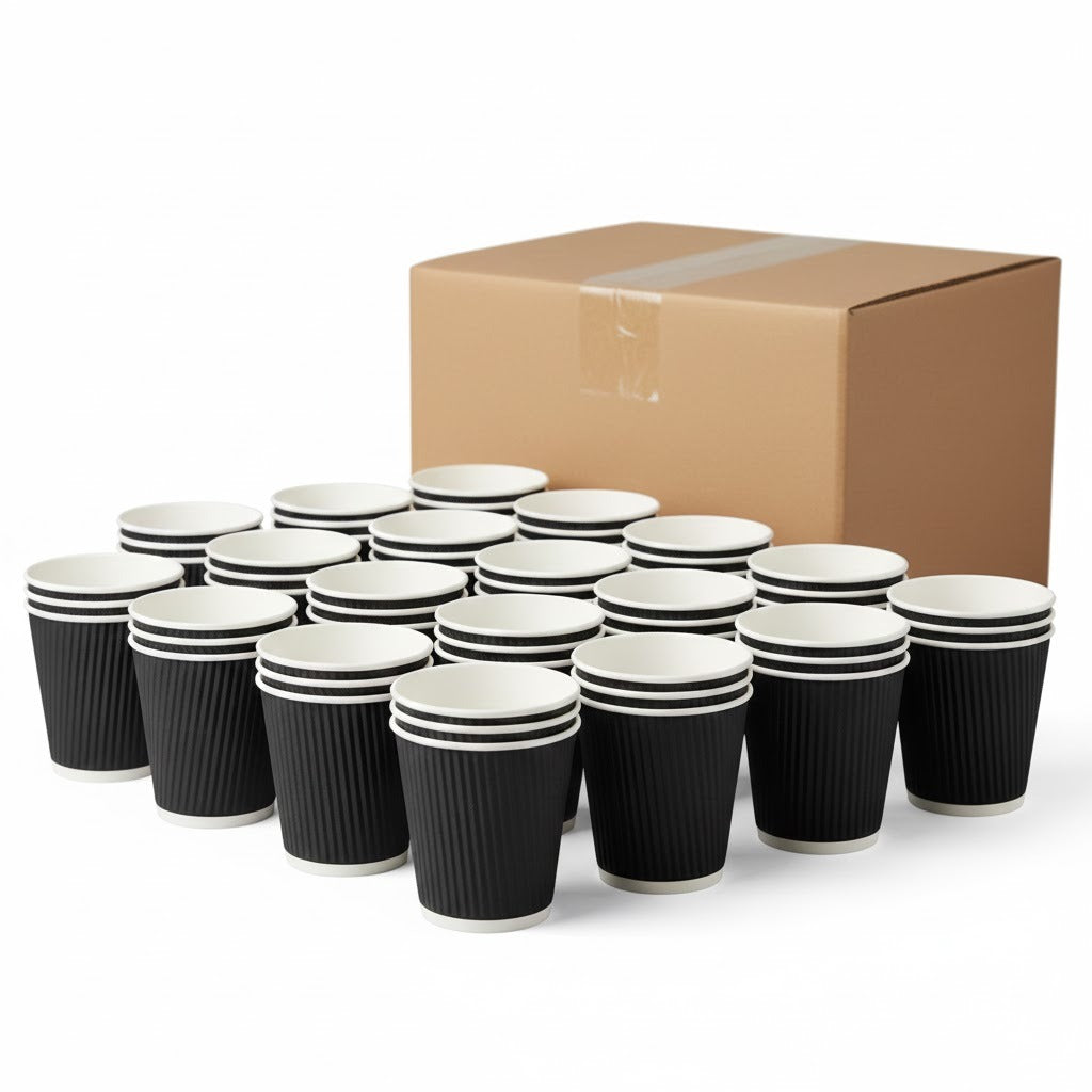 KP Paper Cup Ripple 4oz Black 50pcs-Pack of 20