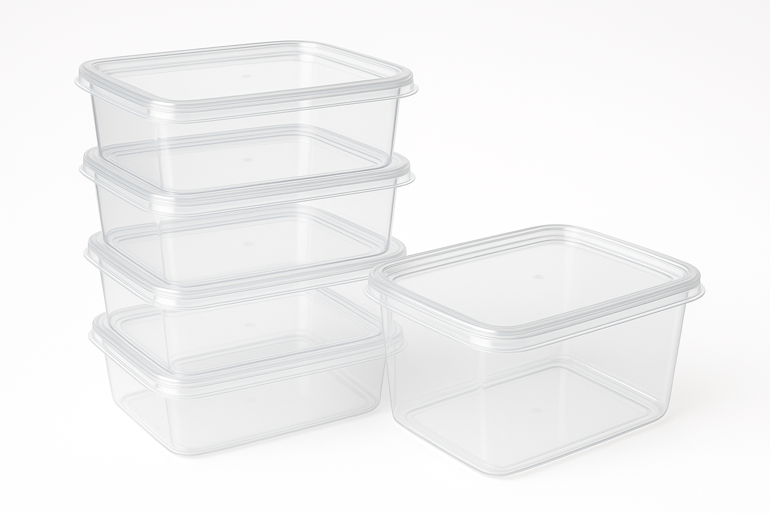 clear rectangle container 1000cc pack of 5