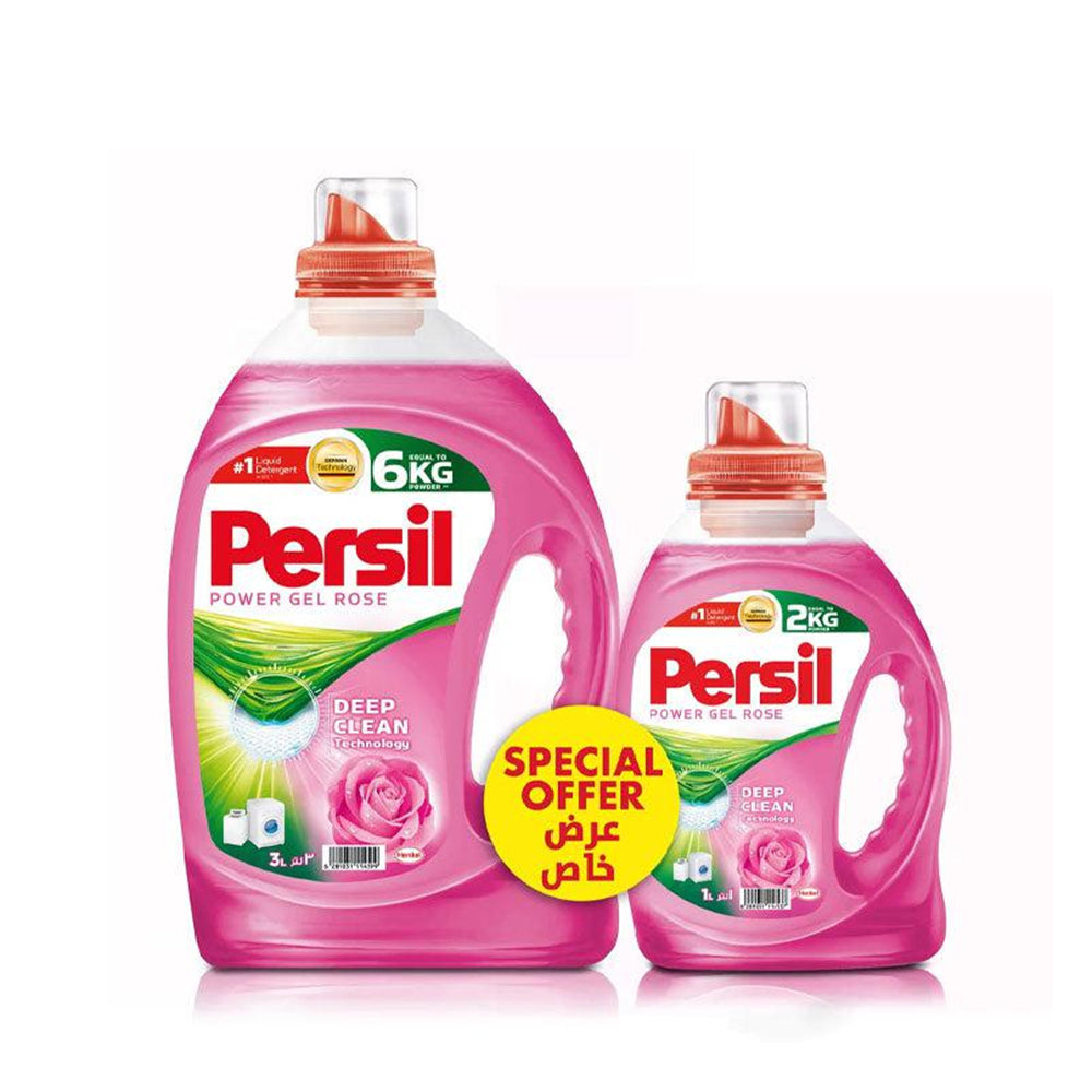 منظف الغسيل برسيل باور جل بالورد 3 لتر + 1 لتر