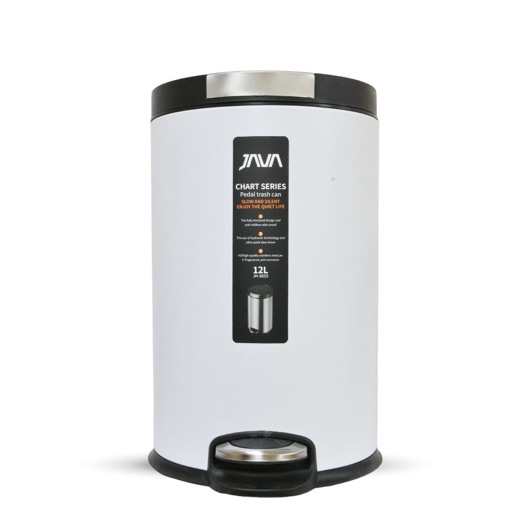 سلة مهملات 12 لترًا أبيض جافا JH8859
