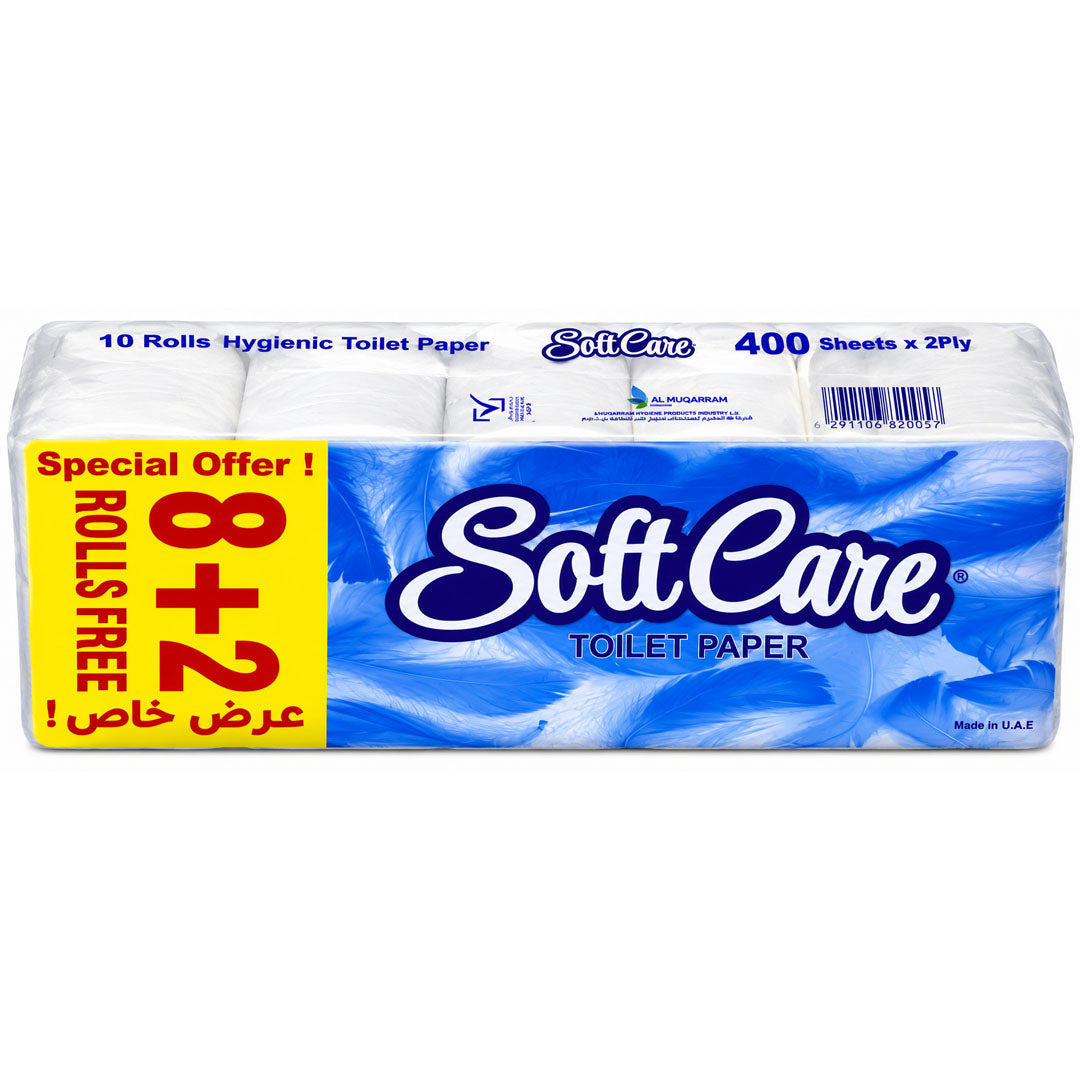 Softcare Toilet Rolls | 400 Sheets X 2 Ply | Pack of 100