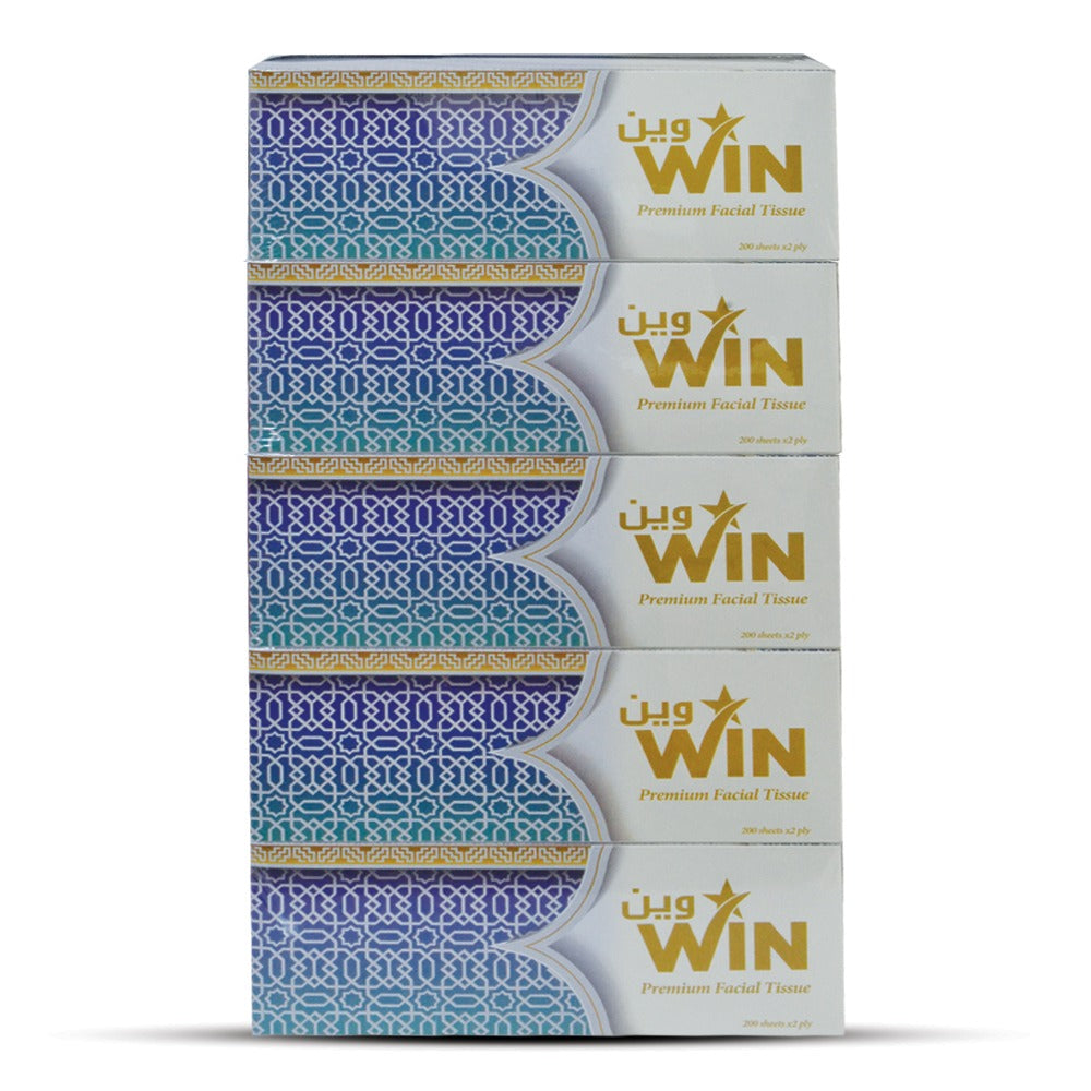 WIN FACIAL TISSUE 200 SHEETS 2 PLY 190x190 | PACK OF 5
