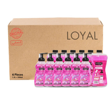 عبوة إعادة تعبئة غسول اليدين الرغوي لويال 1500 مل + 500 مل، لون وردي حالم - عبوة من 6 قطع