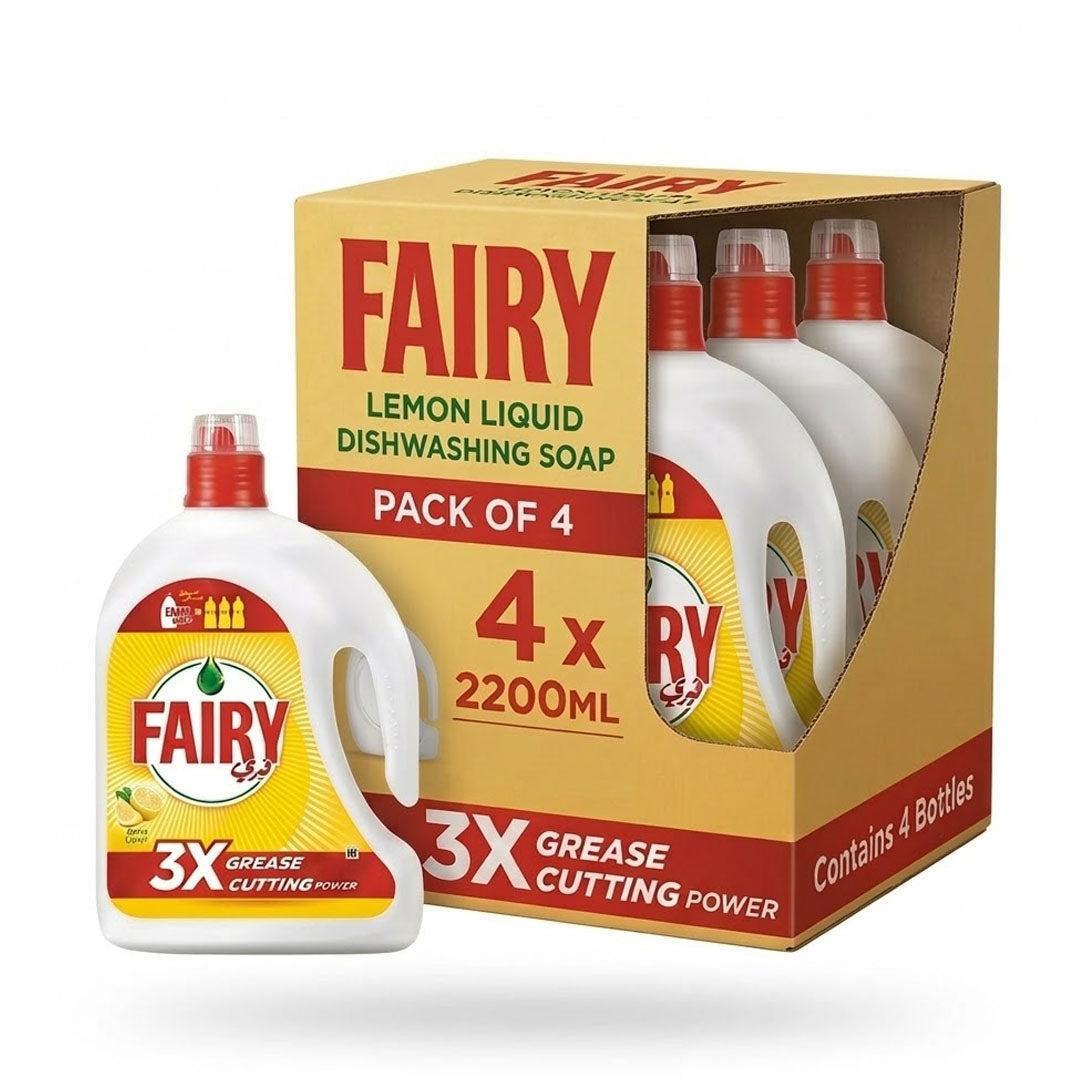 Fairy LEMON Liquid Dishwashing Soap 2200ML Pack of 4