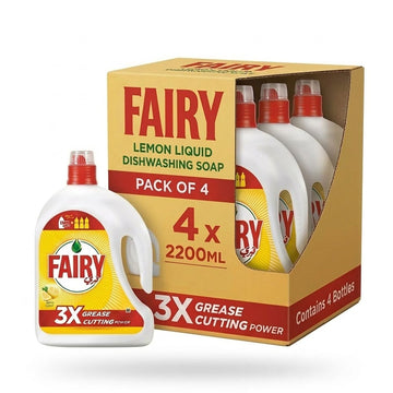 Fairy LEMON Liquid Dishwashing Soap 2200ML Pack of 4