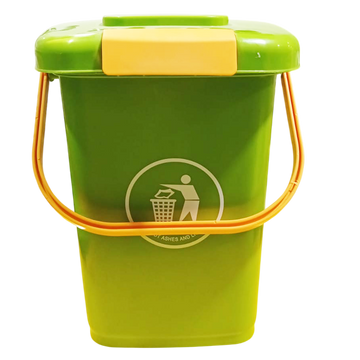 10L Plastic Bin with Lid and Handle GREEN