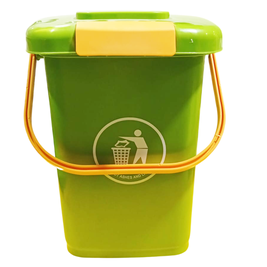 10L Plastic Bin with Lid and Handle GREEN