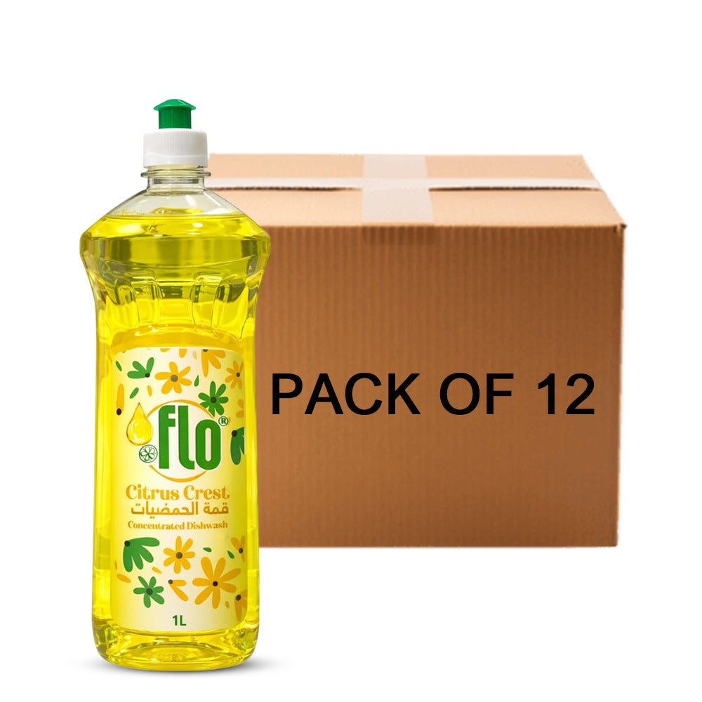 FLO Concentrated Dishwash Citrus Crest 1L-Pack of 12