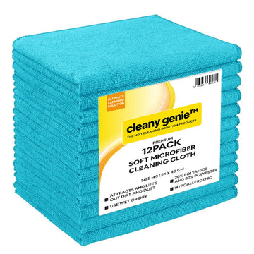 CLEANY GENIE Microfiber Cloth Blue Pack of 12