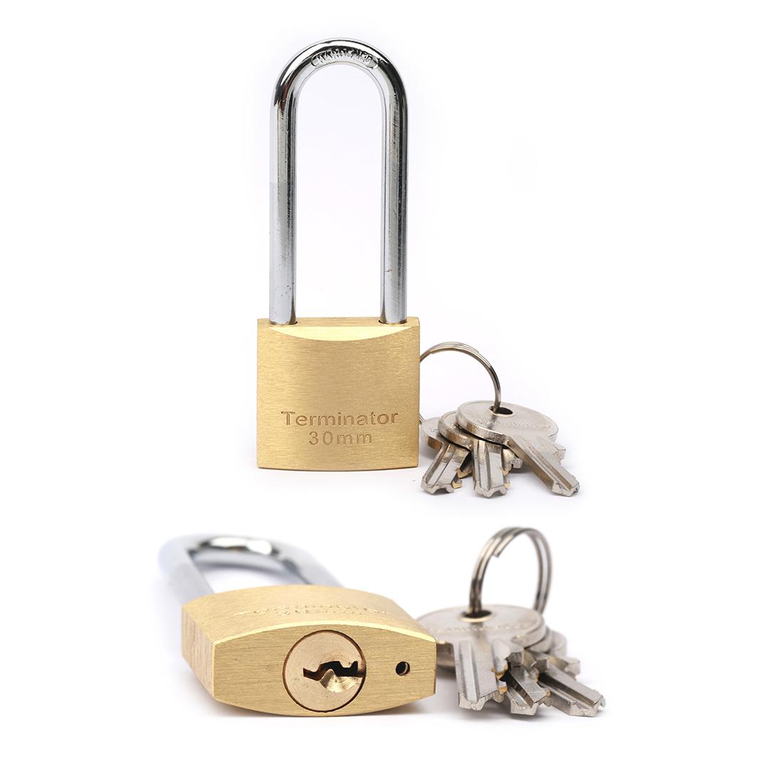 Terminator Long Shackle Brass Pad Lock 30MM with 3 Keys