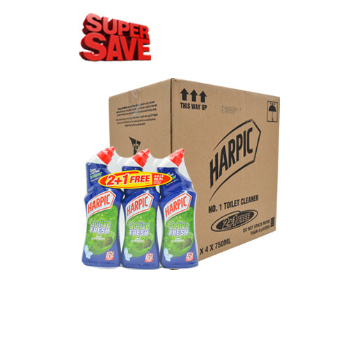 Harpic Toilet Cleaner Pine (2+1) 750ML | Pack of 4