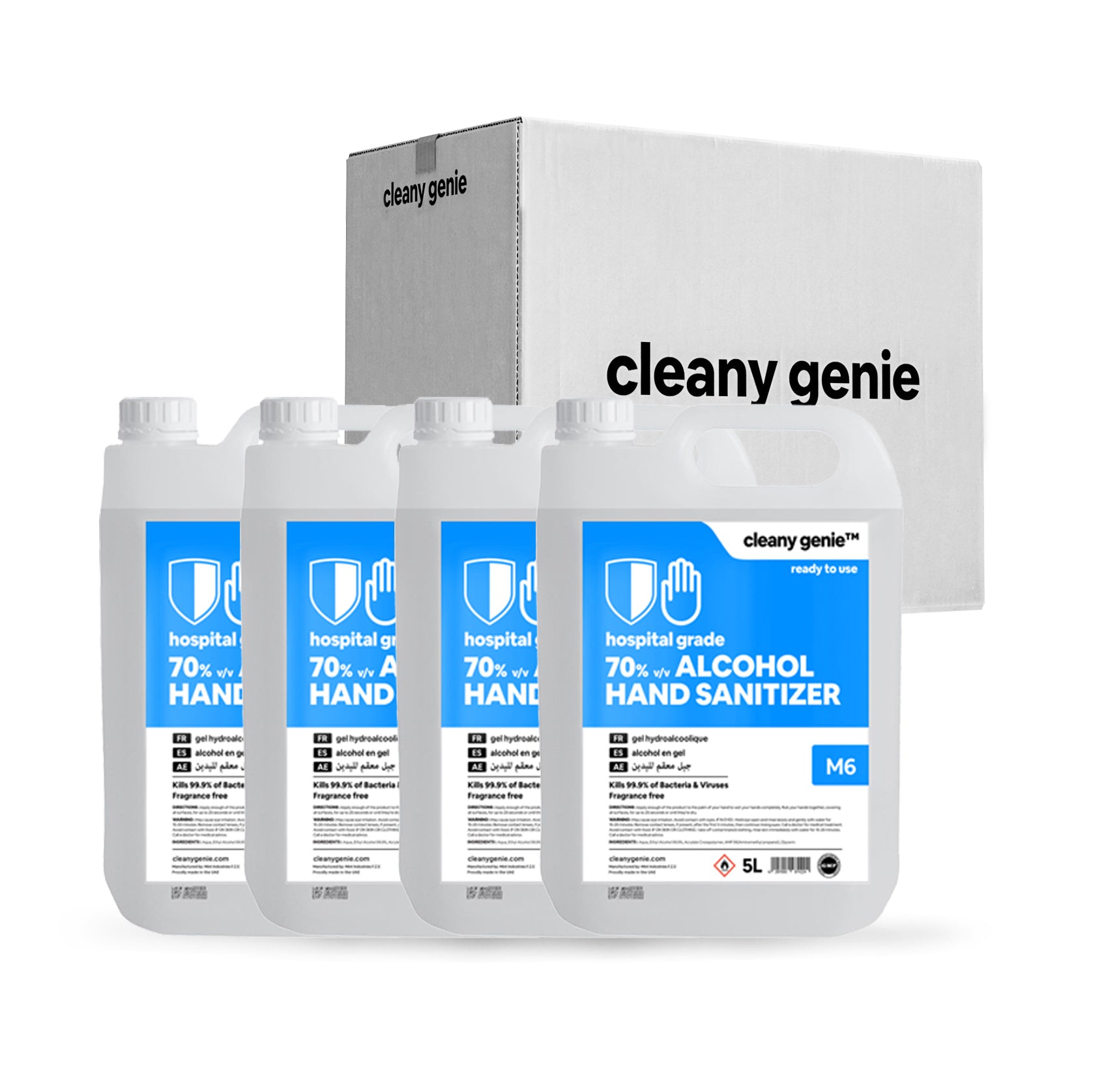 جل معقم لليدين 70% كحول M6 | 5 لتر | حزمة من 4