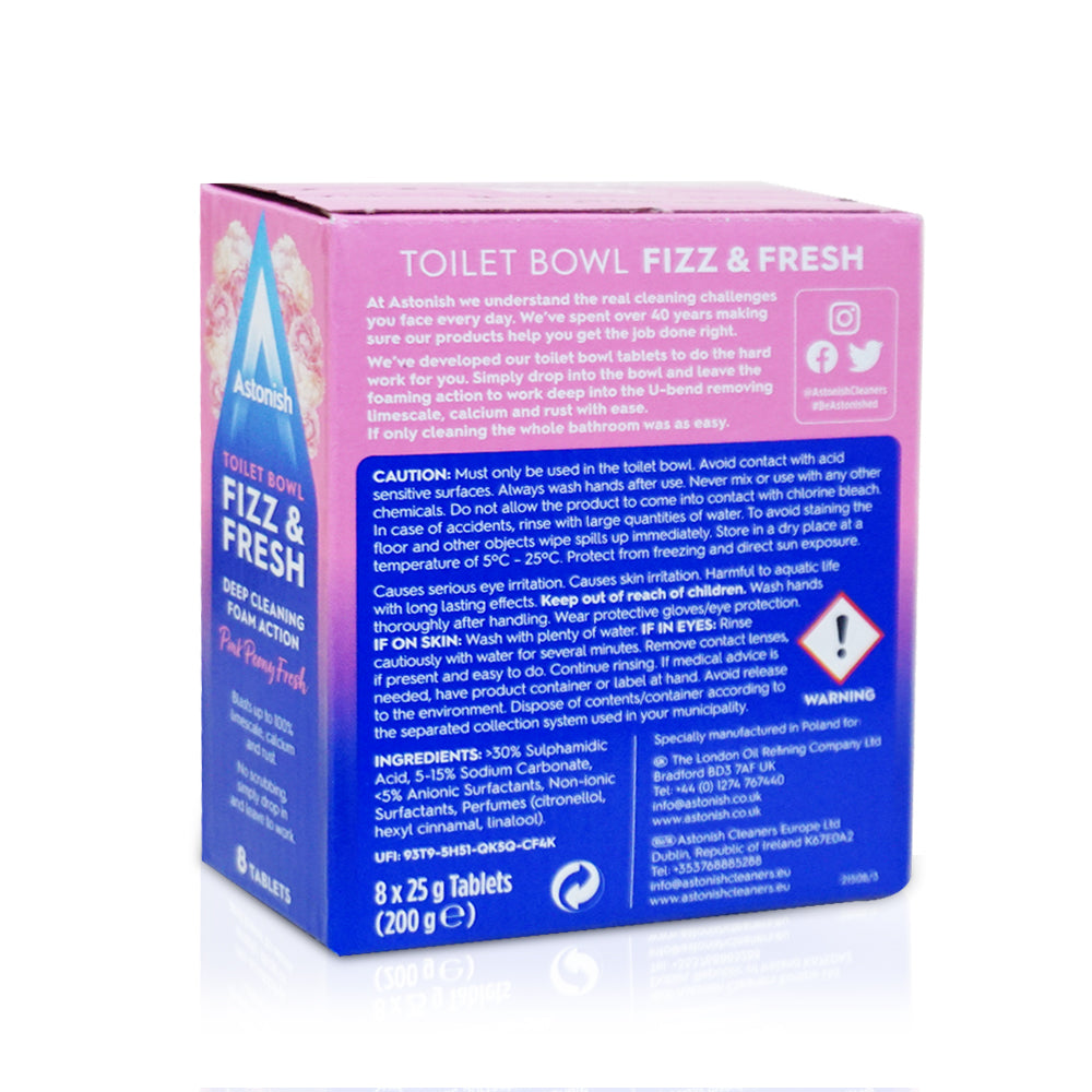 Astonish Toilet Bowl Fizz & Fresh Pink Peony Fresh 8 Pack