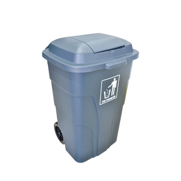 سلة قمامة بغطاء ودواسة 120 لتر رمادي