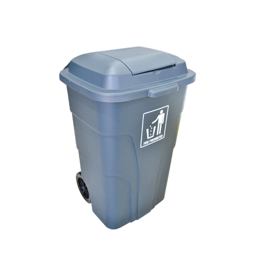 سلة قمامة بغطاء ودواسة 120 لتر رمادي