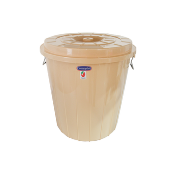 طبلة بلاستيكية مستديرة مع غطاء 35 لتر