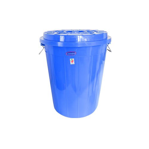 طبلة بلاستيكية مستديرة مع غطاء 45 لتر