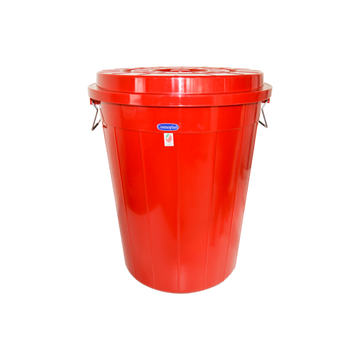 طبلة بلاستيكية مستديرة مع غطاء 70 لتر