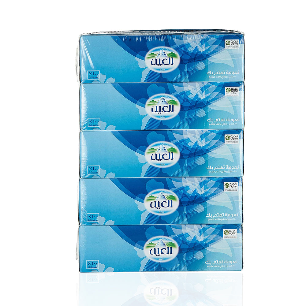 Al Ain Facial Tissue 2 Ply 150 Sheets   |    Pack of 5