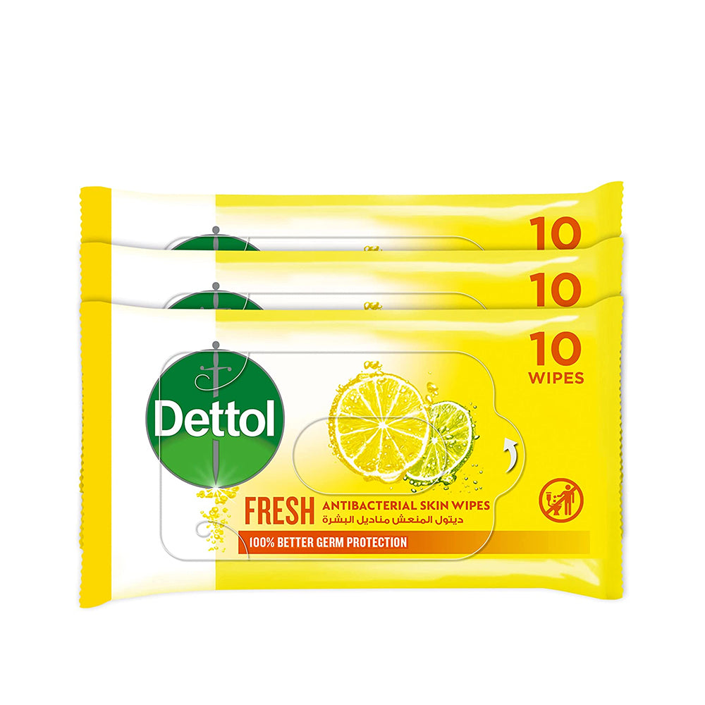 Dettol Antibacterial Wipes Fresh 10s (2+1 Free)