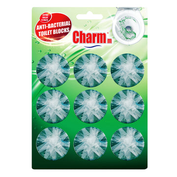 كتلة المرحاض المضادة للبكتيريا من شارم باللون الأخضر 9PK