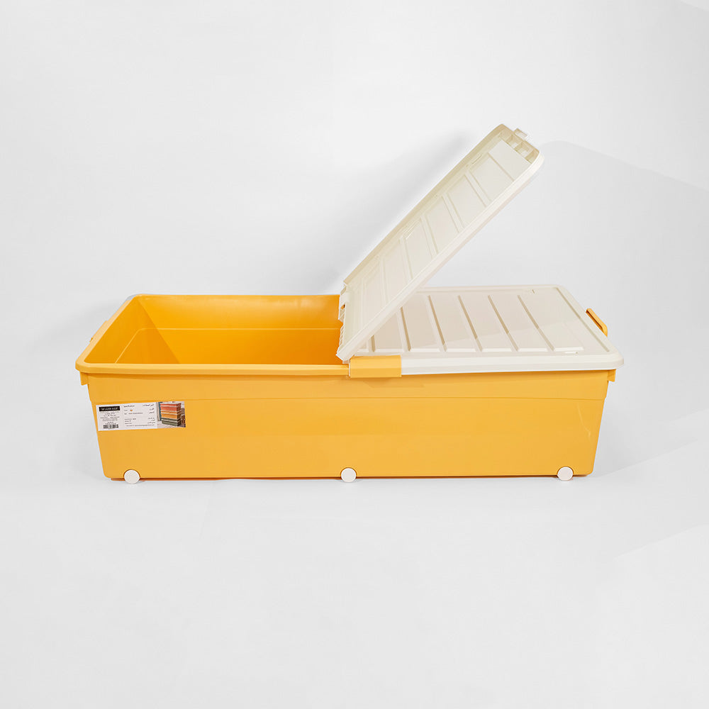Storage Box with White Lid 135L Yellow