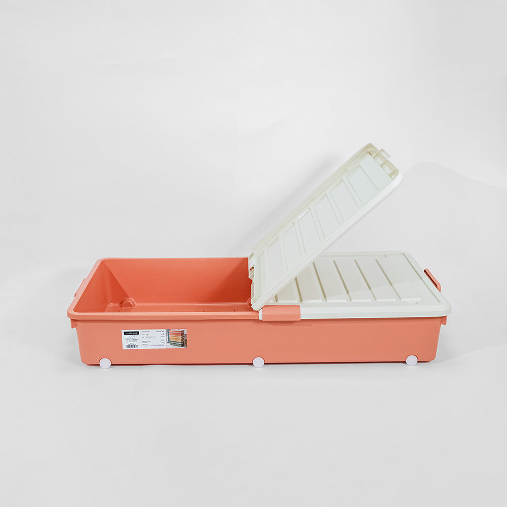 Storage Box with White Lid 76L Red