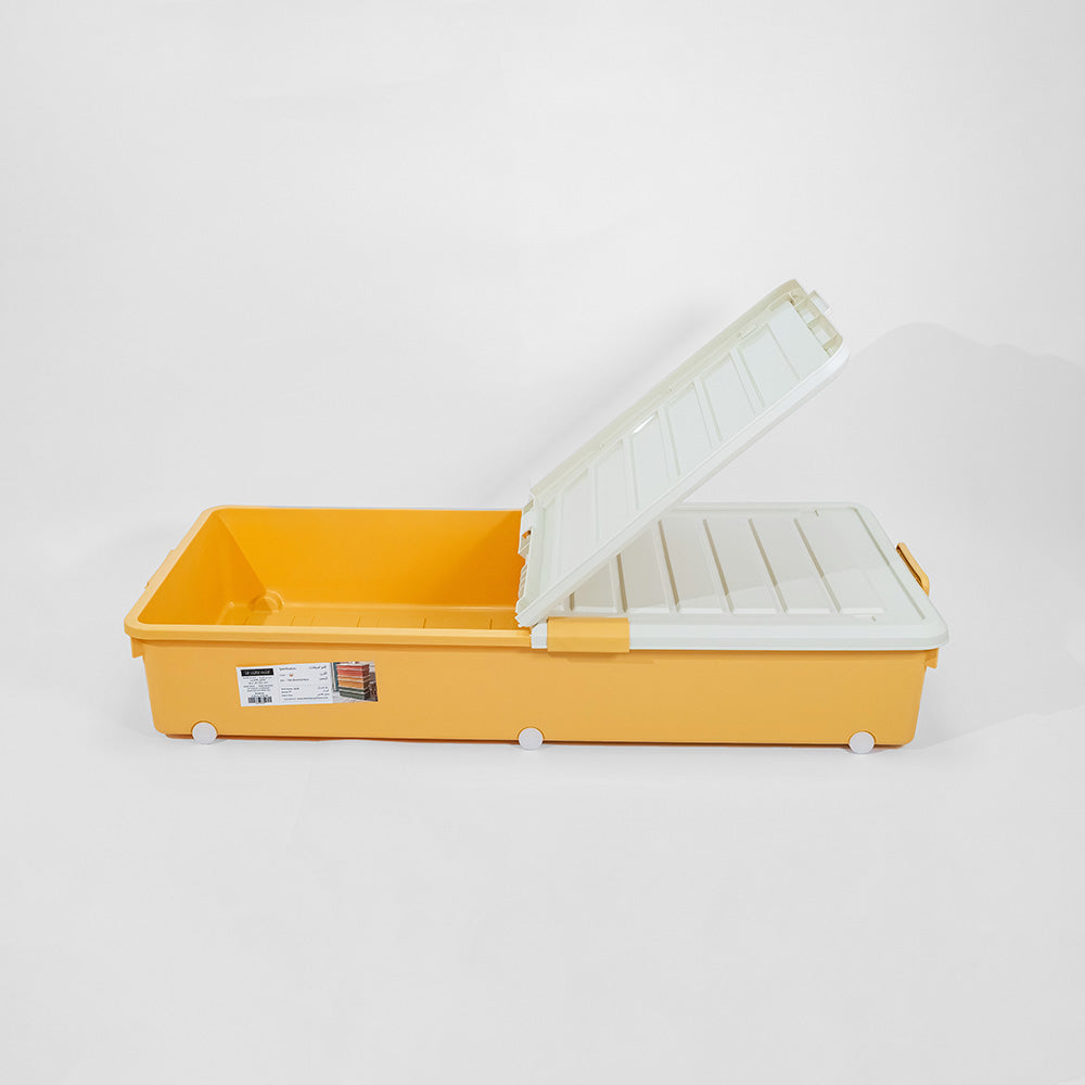 Storage Box with White Lid 76L Yellow