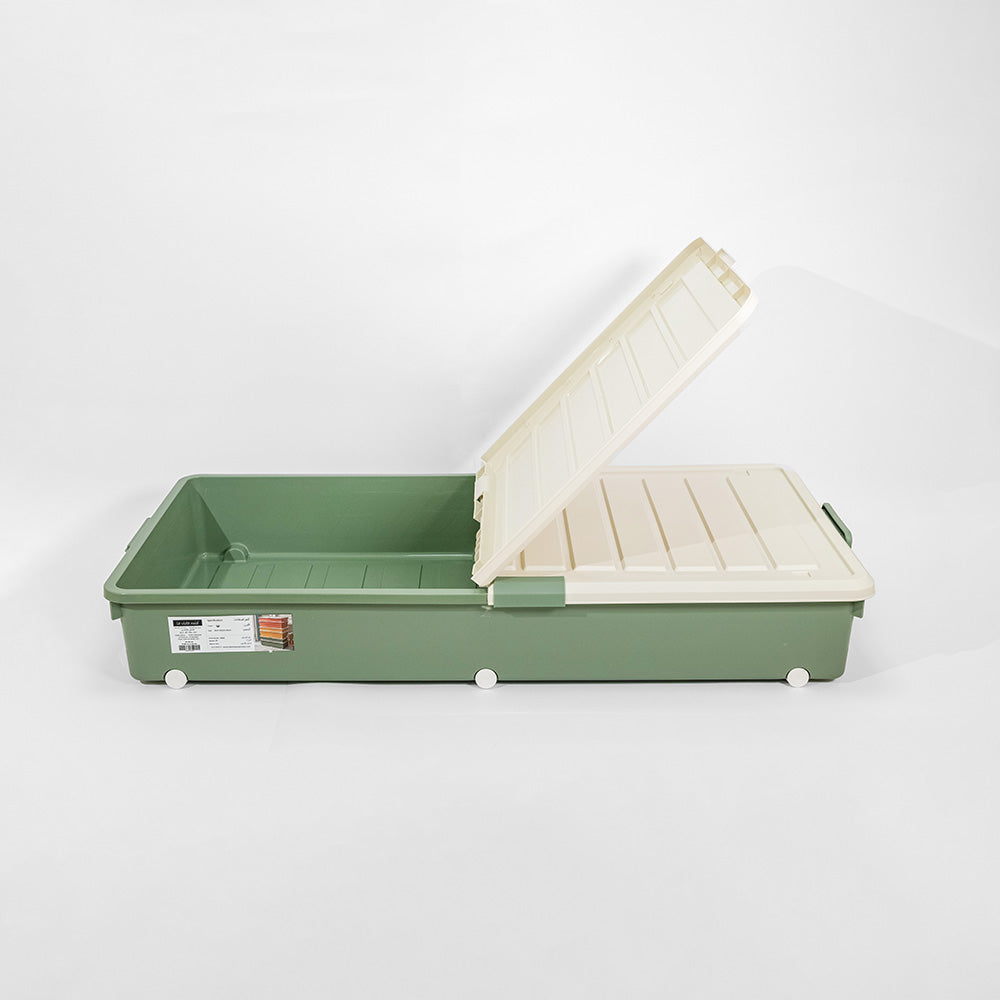 Storage Box with White Lid 82L Green