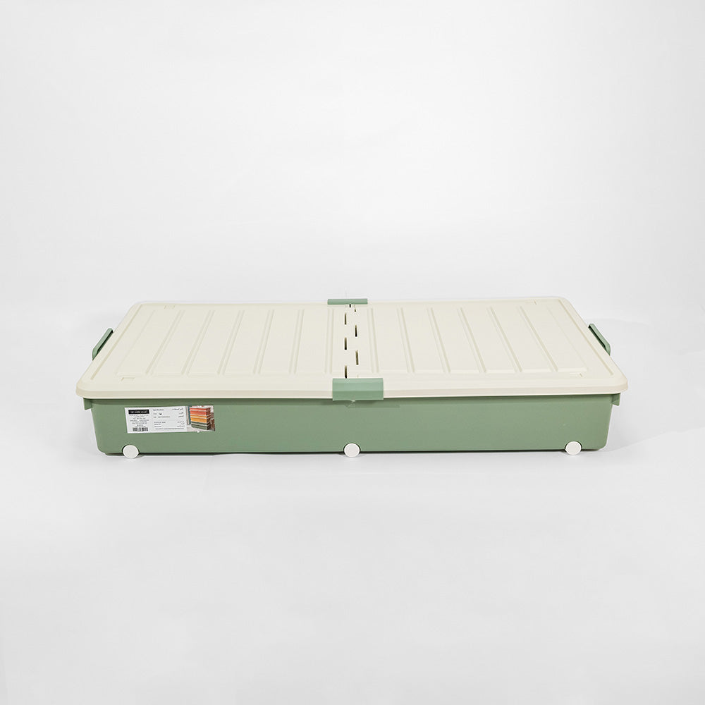 Storage Box with White Lid 82L Green