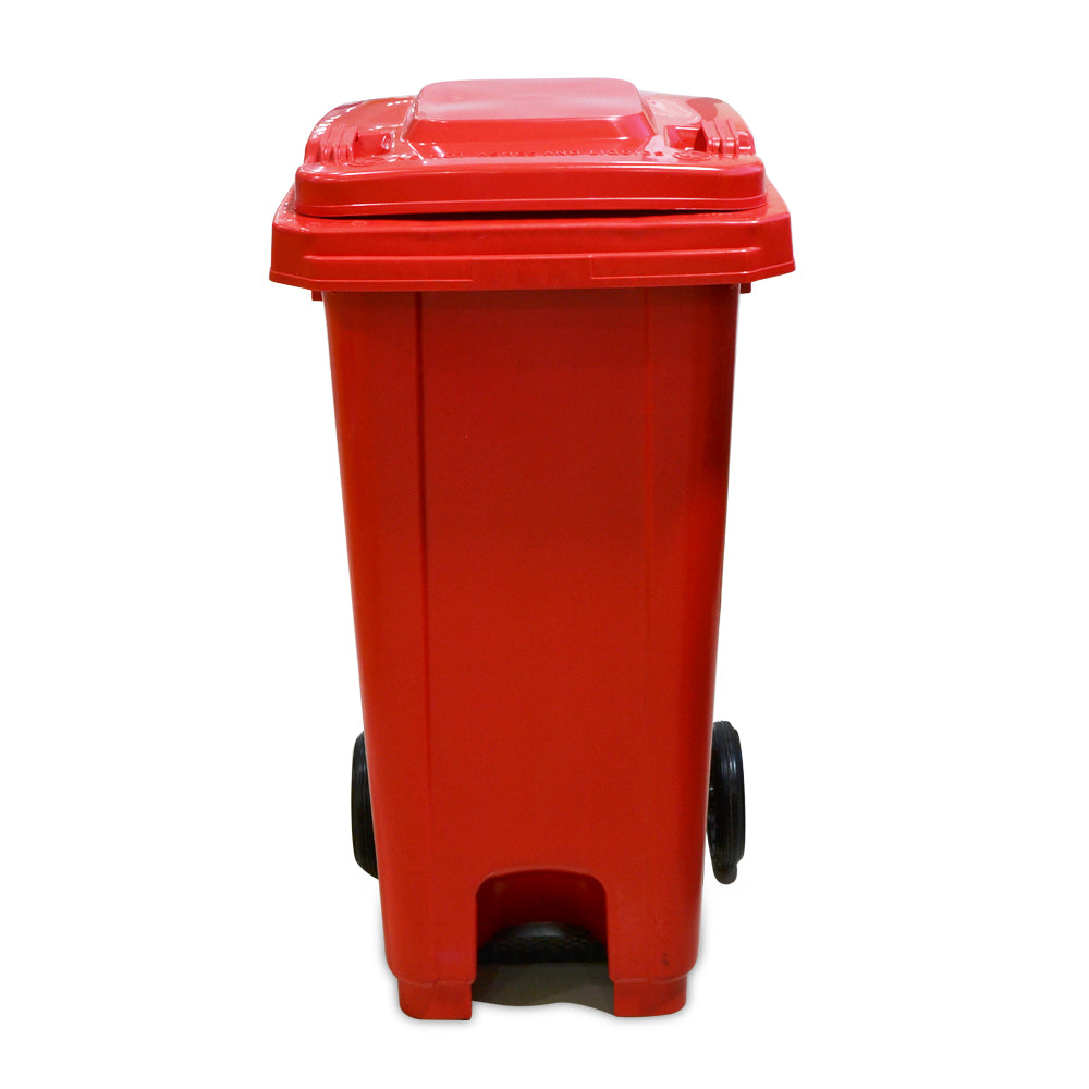 سلة مهملات بلاستيكية من CSS سعة 120 لترًا باللون الأحمر