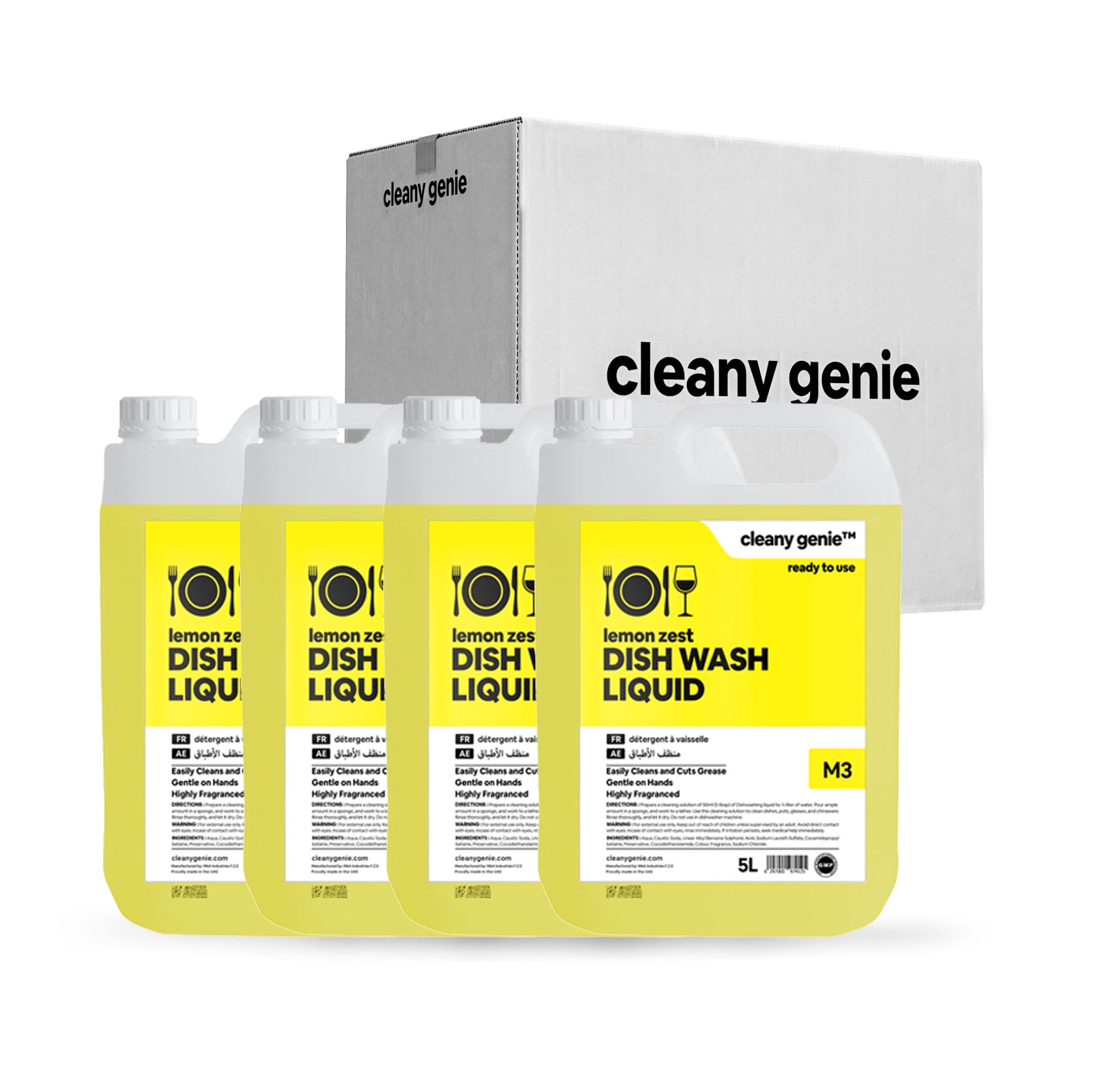 M3 Dishwash Liquid 5L Lemon Zest | Pack of 4