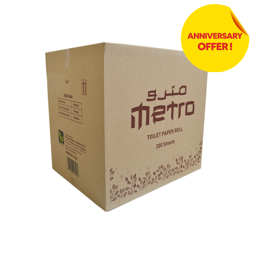 Metro Toilet Roll | 200 Sheets | Pack of 100 Rolls