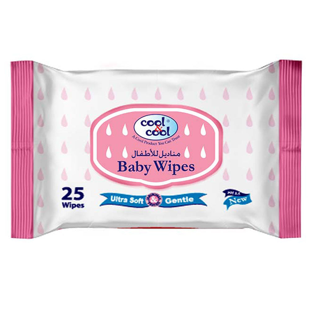 سي اند سي مناديل مبللة للأطفال، عبوة سفر 25 ثانية