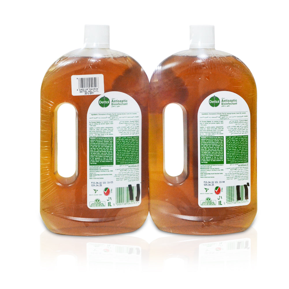 ديتول مطهر مضاد للبكتيريا، 1 لتر، عبوة من 2