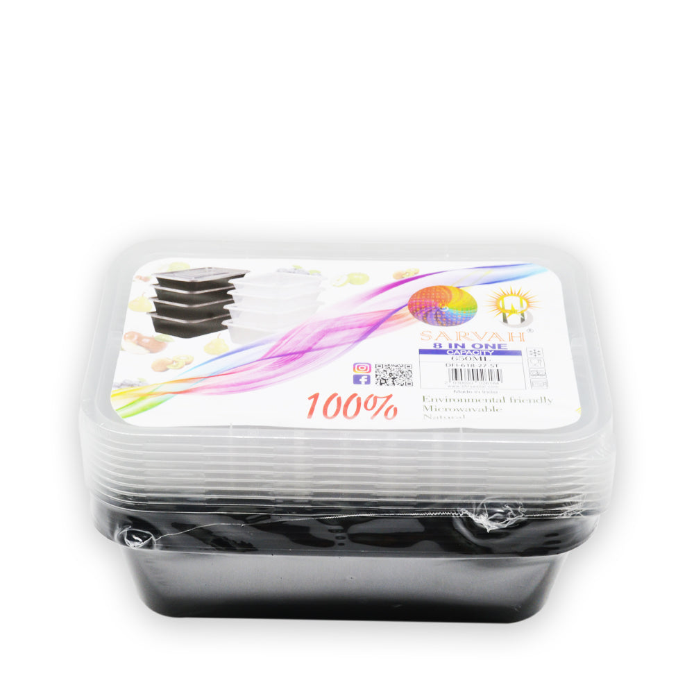 Disp. Lunch with Lid 650ML 8PCS BLK