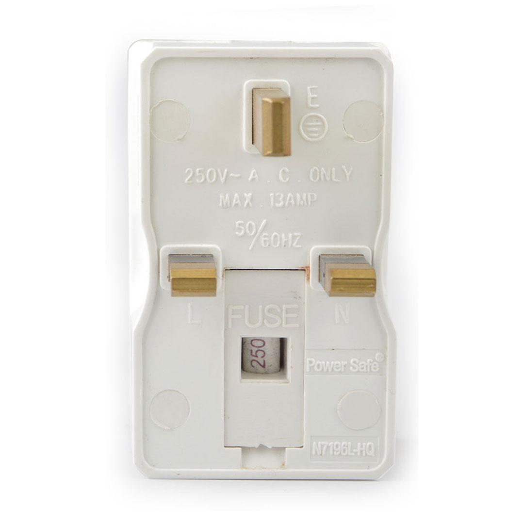 PowerSafe 3 Way Multi Adaptor One Univ Socket and Two 2 Pin Sockets with Fuse 13A