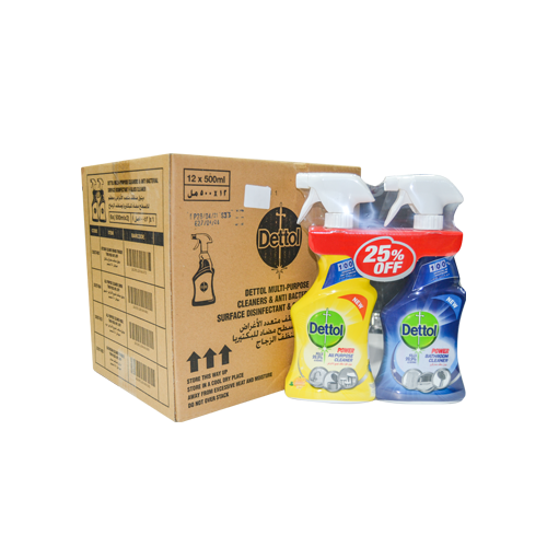 Dettol APC Lemon 500ML + Bathroom Cleaner 500ML | Pack of 6