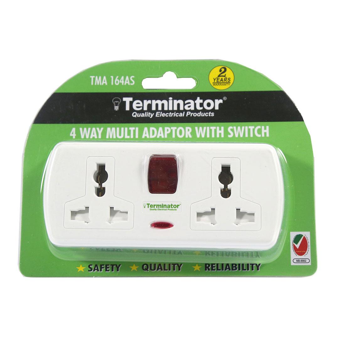 Terminator 4 Way Universal T-Socket With One Switch and Indicator Esma Approved